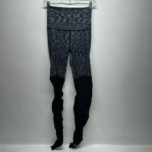 Lululemon Wunder Under Stirrup Leggings Yoga Pants Striped Black Gray Size 4